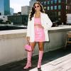 image:imageDREAM PAIRS Womens Gogo Boots Square Toe Chunky Wide Calf Knee High BootsPinkpat
