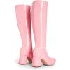 image:imageDREAM PAIRS Womens Gogo Boots Square Toe Chunky Wide Calf Knee High BootsPinkpat