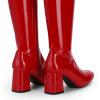 image:imageDREAM PAIRS Womens Gogo Boots Square Toe Chunky Wide Calf Knee High BootsRedPatentPu