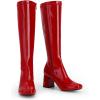 image:imageDREAM PAIRS Womens Gogo Boots Square Toe Chunky Wide Calf Knee High BootsRedPatentPu