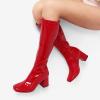 image:imageDREAM PAIRS Womens Gogo Boots Square Toe Chunky Wide Calf Knee High BootsRedPatentPu