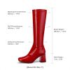 image:imageDREAM PAIRS Womens Gogo Boots Square Toe Chunky Wide Calf Knee High BootsRedPatentPu