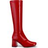 image:imageDREAM PAIRS Womens Gogo Boots Square Toe Chunky Wide Calf Knee High BootsRedPatentPu