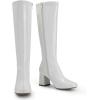 image:imageDREAM PAIRS Womens Gogo Boots Square Toe Chunky Wide Calf Knee High BootsWhite