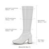 image:imageDREAM PAIRS Womens Gogo Boots Square Toe Chunky Wide Calf Knee High BootsWhitePatentPu