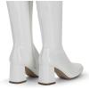 image:imageDREAM PAIRS Womens Gogo Boots Square Toe Chunky Wide Calf Knee High BootsWhitePatentPu