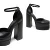 image:imageDREAM PAIRS Womens High Chunky Platform Closed Toe Block Heels Square Toe Ankle Strap Dress Wedding Party Pumps Shoes AureliaBlack