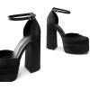 image:imageDREAM PAIRS Womens High Chunky Platform Closed Toe Block Heels Square Toe Ankle Strap Dress Wedding Party Pumps Shoes AureliaBlacksatin