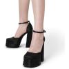 image:imageDREAM PAIRS Womens High Chunky Platform Closed Toe Block Heels Square Toe Ankle Strap Dress Wedding Party Pumps Shoes AureliaBlacksatin