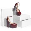 image:imageDREAM PAIRS Womens High Chunky Platform Closed Toe Block Heels Square Toe Ankle Strap Dress Wedding Party Pumps Shoes AureliaBurgundy