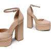 image:imageDREAM PAIRS Womens High Chunky Platform Closed Toe Block Heels Square Toe Ankle Strap Dress Wedding Party Pumps Shoes AureliaNude
