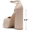 image:imageDREAM PAIRS Womens High Chunky Platform Closed Toe Block Heels Square Toe Ankle Strap Dress Wedding Party Pumps Shoes AureliaNude