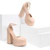 image:imageDREAM PAIRS Womens High Chunky Platform Closed Toe Block Heels Square Toe Ankle Strap Dress Wedding Party Pumps Shoes AureliaNude