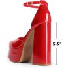 image:imageDREAM PAIRS Womens High Chunky Platform Closed Toe Block Heels Square Toe Ankle Strap Dress Wedding Party Pumps Shoes AureliaRedpat