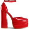 image:imageDREAM PAIRS Womens High Chunky Platform Closed Toe Block Heels Square Toe Ankle Strap Dress Wedding Party Pumps Shoes AureliaRedpat