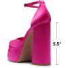 image:imageDREAM PAIRS Womens High Chunky Platform Closed Toe Block Heels Square Toe Ankle Strap Dress Wedding Party Pumps Shoes AureliaRose Redsatin