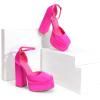 image:imageDREAM PAIRS Womens High Chunky Platform Closed Toe Block Heels Square Toe Ankle Strap Dress Wedding Party Pumps Shoes AureliaRose Redsatin