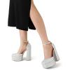 image:imageDREAM PAIRS Womens High Chunky Platform Closed Toe Block Heels Square Toe Ankle Strap Dress Wedding Party Pumps Shoes AureliaSilverrhinestone