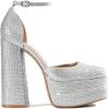 image:imageDREAM PAIRS Womens High Chunky Platform Closed Toe Block Heels Square Toe Ankle Strap Dress Wedding Party Pumps Shoes AureliaSilverrhinestone
