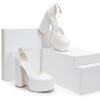 image:imageDREAM PAIRS Womens High Chunky Platform Closed Toe Block Heels Square Toe Ankle Strap Dress Wedding Party Pumps Shoes AureliaWhite