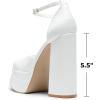 image:imageDREAM PAIRS Womens High Chunky Platform Closed Toe Block Heels Square Toe Ankle Strap Dress Wedding Party Pumps Shoes AureliaWhite