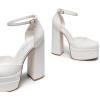 image:imageDREAM PAIRS Womens High Chunky Platform Closed Toe Block Heels Square Toe Ankle Strap Dress Wedding Party Pumps Shoes AureliaWhite