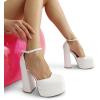 image:imageDREAM PAIRS Womens High Chunky Platform Closed Toe Block Heels Square Toe Ankle Strap Dress Wedding Party Pumps Shoes AureliaWhite