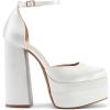 image:imageDREAM PAIRS Womens High Chunky Platform Closed Toe Block Heels Square Toe Ankle Strap Dress Wedding Party Pumps Shoes AureliaWhitesatin