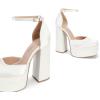 image:imageDREAM PAIRS Womens High Chunky Platform Closed Toe Block Heels Square Toe Ankle Strap Dress Wedding Party Pumps Shoes AureliaWhitesatin