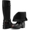 image:imageDREAM PAIRS Womens Knee High Boots Combat Boots Goth Boot Lace Up Adjustable Buckles Chunky Low Heel Fall Booties with Side Zipper to Put on and offBlackBrown