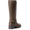 image:imageDREAM PAIRS Womens Knee High Boots Combat Boots Goth Boot Lace Up Adjustable Buckles Chunky Low Heel Fall Booties with Side Zipper to Put on and offBrownnubuck