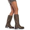 image:imageDREAM PAIRS Womens Knee High Boots Combat Boots Goth Boot Lace Up Adjustable Buckles Chunky Low Heel Fall Booties with Side Zipper to Put on and offBrownnubuck