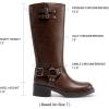 image:imageDREAM PAIRS Womens Knee High Boots Combat Boots Goth Boot Lace Up Adjustable Buckles Chunky Low Heel Fall Booties with Side Zipper to Put on and offBrown