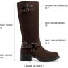 image:imageDREAM PAIRS Womens Knee High Boots Combat Boots Goth Boot Lace Up Adjustable Buckles Chunky Low Heel Fall Booties with Side Zipper to Put on and offDark Brown