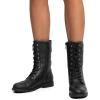 image:imageDREAM PAIRS Womens Mid Calf Builtin Wallet Pocket Lace up Military Combat BootsClassic Black