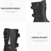 image:imageDREAM PAIRS Womens Mid Calf Builtin Wallet Pocket Lace up Military Combat BootsClassic Black