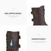 image:imageDREAM PAIRS Womens Mid Calf Builtin Wallet Pocket Lace up Military Combat BootsClassic Brown