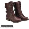 image:imageDREAM PAIRS Womens Mid Calf Builtin Wallet Pocket Lace up Military Combat BootsClassic Burgundy