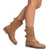 image:imageDREAM PAIRS Womens Mid Calf Builtin Wallet Pocket Lace up Military Combat BootsClassic Camel