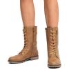 image:imageDREAM PAIRS Womens Mid Calf Builtin Wallet Pocket Lace up Military Combat BootsClassic Camel