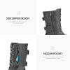 image:imageDREAM PAIRS Womens Mid Calf Builtin Wallet Pocket Lace up Military Combat BootsClassic Grey