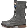 image:imageDREAM PAIRS Womens Mid Calf Builtin Wallet Pocket Lace up Military Combat BootsClassic Grey