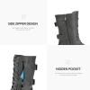 image:imageDREAM PAIRS Womens Mid Calf Builtin Wallet Pocket Lace up Military Combat BootsGrey