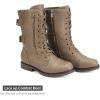 image:imageDREAM PAIRS Womens Mid Calf Builtin Wallet Pocket Lace up Military Combat BootsKhaki