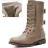 image:imageDREAM PAIRS Womens Mid Calf Builtin Wallet Pocket Lace up Military Combat BootsKhaki