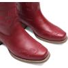 image:imageDREAM PAIRS Womens Square Toe Cowboy Cowgirl Boots Pull On Low Chunky Heel Mid Calf Western Boots with Embroidered Stitched for Theme Party Country ConcertRed