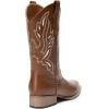 image:imageDREAM PAIRS Womens Square Toe Cowboy Cowgirl Boots Pull On Low Chunky Heel Mid Calf Western Boots with Embroidered Stitched for Theme Party Country ConcertBrown1