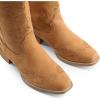 image:imageDREAM PAIRS Womens Square Toe Cowboy Cowgirl Boots Pull On Low Chunky Heel Mid Calf Western Boots with Embroidered Stitched for Theme Party Country ConcertTan