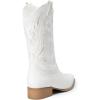 image:imageDREAM PAIRS Womens Square Toe Cowboy Cowgirl Boots Pull On Low Chunky Heel Mid Calf Western Boots with Embroidered Stitched for Theme Party Country ConcertWhite1