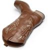image:imageDREAM PAIRS Womens Square Toe Cowboy Cowgirl Boots Pull On Low Chunky Heel Mid Calf Western Boots with Embroidered Stitched for Theme Party Country ConcertBrown1